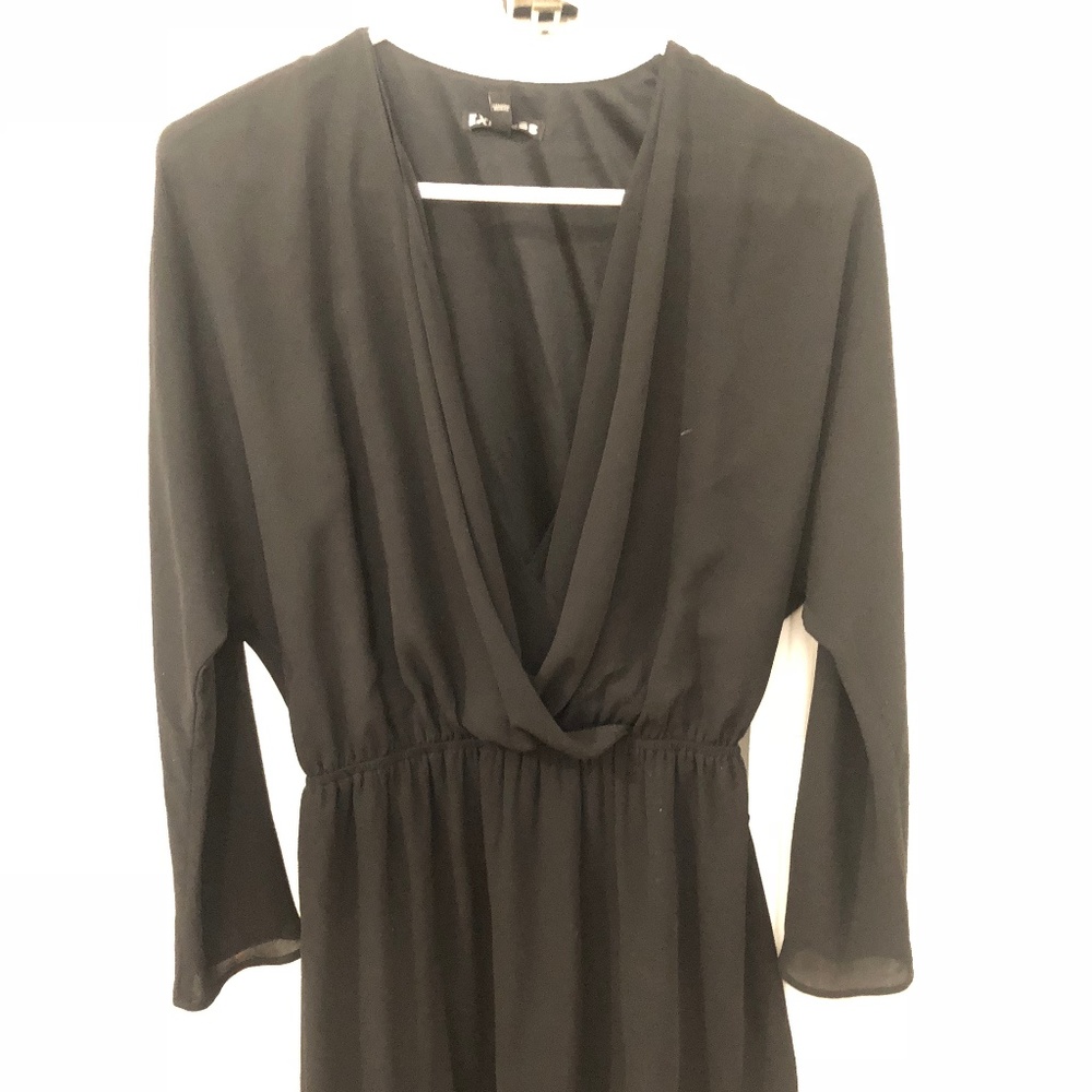Long Sleeve Short Black Dress
